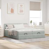 Ottoman bed met matrassen 200x200cm fluweel lichtgrijs - thumbnail