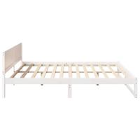Bedframe met hoofdeinde Wit 200 x 200 cm Massief grenenhout - thumbnail
