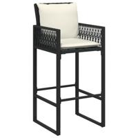 Tuinbarkrukken met kussens 2 st poly rattan zwart - thumbnail