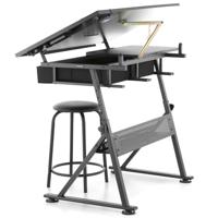 Tekentafel - 115 x 60 cm - kantelbaar en in hoogte verstelbaar - met kruk - thumbnail