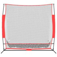 VidaXL Honkbalnet draagbaar 215x107x216 cm polyester zwart en rood - thumbnail
