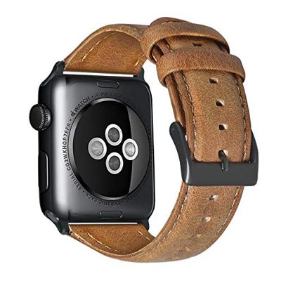 Luxe Echt Lederen bandje - Lichtbruin - Geschikt voor Apple Watch 44mm / 45mm / 46mm / 49mm