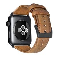 Luxe Echt Lederen bandje - Lichtbruin - Geschikt voor Apple Watch 44mm / 45mm / 46mm / 49mm - thumbnail