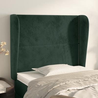 Hoofdbord met randen 103x23x118/128 cm fluweel donkergroen