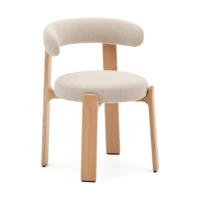 Kave Home Eetkamerstoel 'Granite' Chenille en essenhout, kleur Beige/Naturel - thumbnail