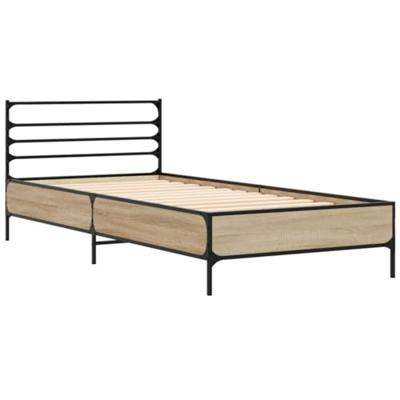Bedframe bewerkt hout en metaal sonoma eikenkleurig 90x190 cm