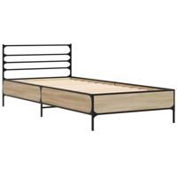 Bedframe bewerkt hout en metaal sonoma eikenkleurig 90x190 cm - thumbnail