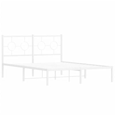 Bedframe met hoofdbord metaal wit 140x190 cm