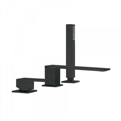 Badrand Mengkraan Tres Cuadro met Handdouche 18x6.2 cm Vierkant Mat Zwart Tres