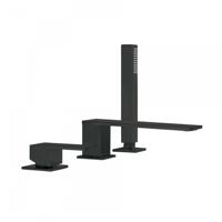 Badrand Mengkraan Tres Cuadro met Handdouche 18x6.2 cm Vierkant Mat Zwart Tres - thumbnail