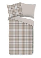 Good Morning Dekbedovertrek "geruite print" - Zand - (155x220 cm) - Katoen Flanel - thumbnail