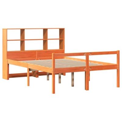 Bed met boekenkast zonder matras hout wasbruin 140x200 cm