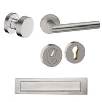 Hardbrass Voordeurset Piano rond SKG3 met kerntrekbeveiliging - RVS - thumbnail