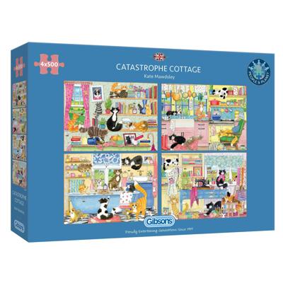 Catastrophe Cottage Puzzel 4x 500 Stukjes