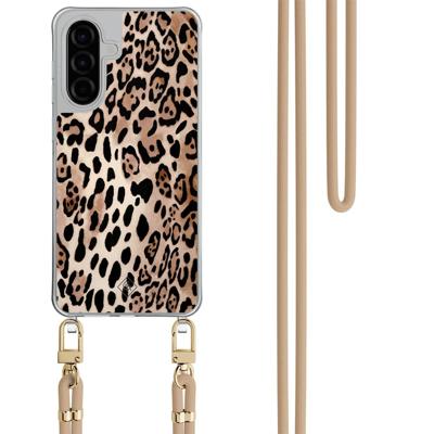 Samsung Galaxy A56 hoesje met beige koord - Golden wildcat Samsung Galaxy A56 hoesje met beige koord - Golden wildcat