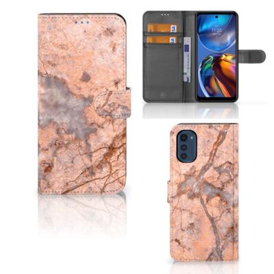 Motorola Moto E32 | Moto E32s | Bookcase | Marmer Oranje | Portemonnee hoesje