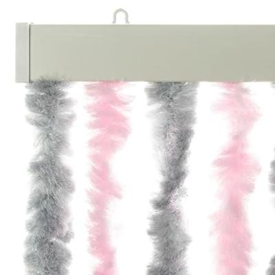 VidaXL Vliegengordijn 100x230 cm chenille zilvergrijs en roze VidaXL Vliegengordijn 100x230 cm chenille zilvergrijs en roze