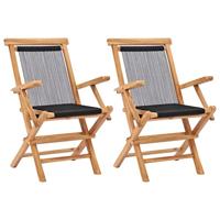 VidaXL Opklapbare stoelen, 2 stuks, massief teakhout en touw - thumbnail