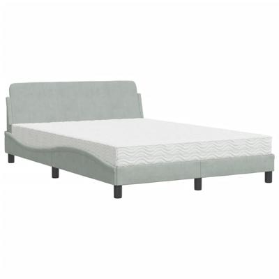Bed met matras fluweel lichtgrijs 120x200 cm - thumbnail