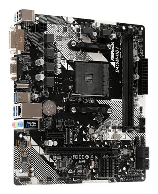 Asrock B450M-HDV R4.0 AMD B450 Socket AM4 micro ATX - thumbnail