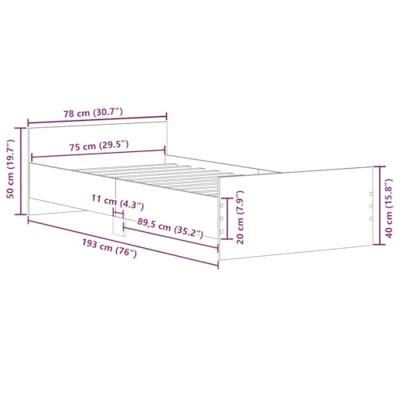 Bedframe bewerkt hout zwart 75x190 cm