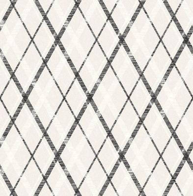 Dutch Wallcoverings Sauvage Ruit - Grijs/Zwart