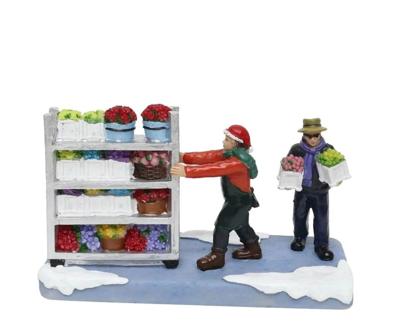 Florists with Flower Cart Polyresin 14cm Santaville - Santaville