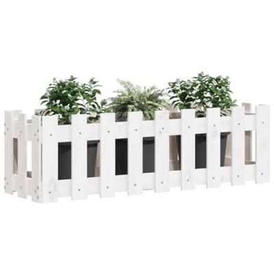 Plantenbak verhoogd hekontwerp 100x30x30 cm grenenhout wit Plantenbak verhoogd hekontwerp 100x30x30 cm grenenhout wit