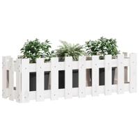 Plantenbak verhoogd hekontwerp 100x30x30 cm grenenhout wit - thumbnail