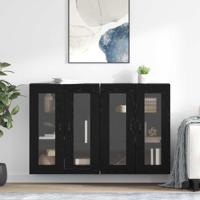 Wandkasten 2 pcs Zwart Eiken 69,5 x 34 x 90 cm Bewerkt hout - thumbnail