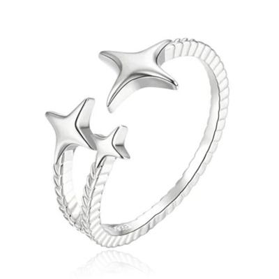 Elenza Zilveren Ring met Sterren - Verstelbaar