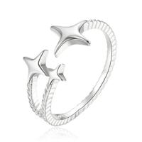 Elenza Zilveren Ring met Sterren - Verstelbaar - thumbnail