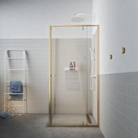 Sealskin Contour Draaideur met zijwand 100x100x200 cm, 6 mm helder veiligheidsglas met antikalklaag Goud geborsteld - thumbnail