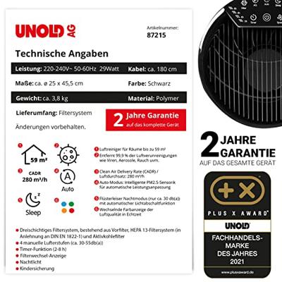 Unold 87215 Alpha Luchtreiniger 59 m² Zwart