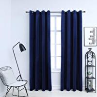 VidaXL Gordijn verduisterend met ringen 2 st 140x175 cm fluweel blauw - thumbnail