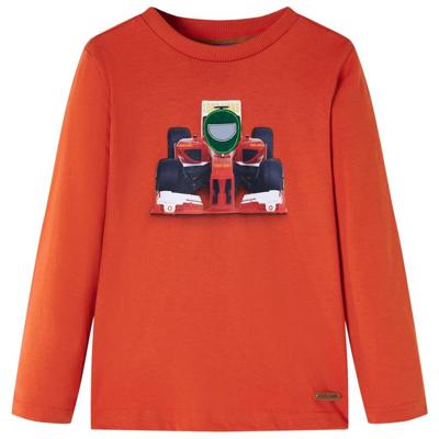 Kindershirt met lange mouwen racewagenprint 92 oranje
