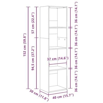 Boekenkast 40x30x152 cm bewerkt hout sonoma eikenkleurig