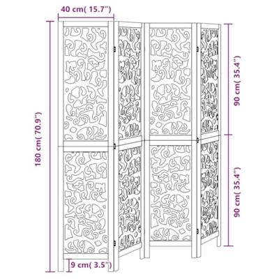 Kamerscherm met 4 panelen massief paulowniahout zwart