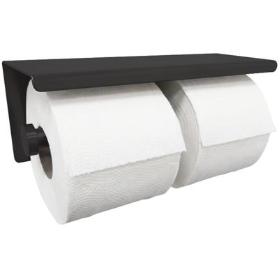 Wiesbaden Brush Dubbele Toiletrolhouder - Mat Zwart