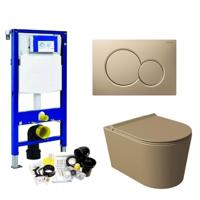Geberit UP320 Toiletset Compleet | Inbouwreservoir | Wandcloset Salenzi Civita Mat Taupe | Drukplaat - thumbnail