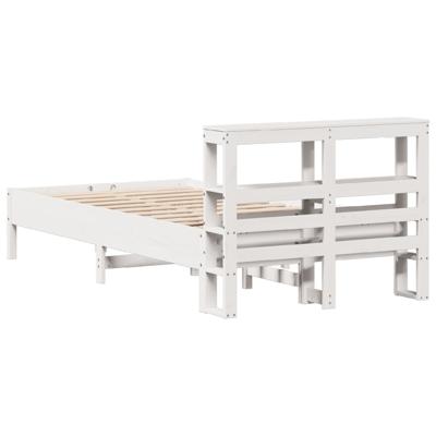 Bedframe zonder matras massief grenenhout wit 140x190 cm