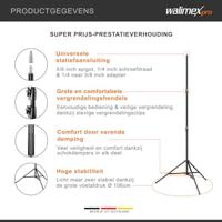 Walimex Pro 14776 Lampstatief Werkhoogte 93 - 260 cm Incl. tas - thumbnail