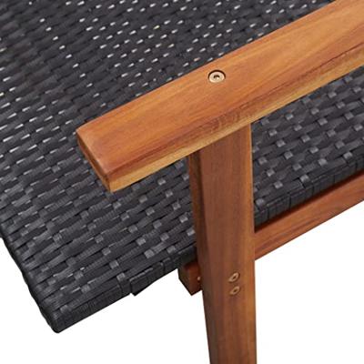 Ligbed poly rattan en massief acaciahout zwart