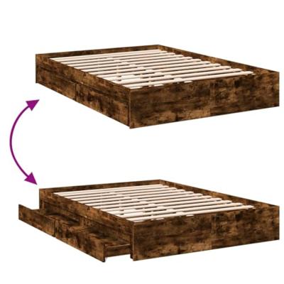 Bedframe met lades bewerkt hout gerookt eikenkleurig 140x190 cm