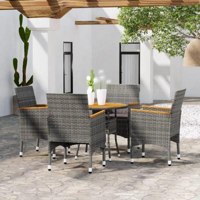 5-delige Tuinset poly rattan grijs