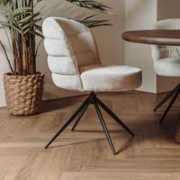 Tower Living Draaibare Eetkamerstoel 'Carro' Chenille, kleur Almond Wit - thumbnail