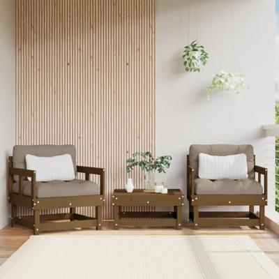 Tuinstoelen 2 st massief grenenhout honingbruin