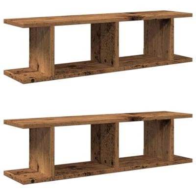Wandschappen 2 st 90x18x20 cm bewerkt hout oud houtkleurig - thumbnail
