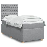 Boxspring met matras stof lichtgrijs 100x200 cm - thumbnail