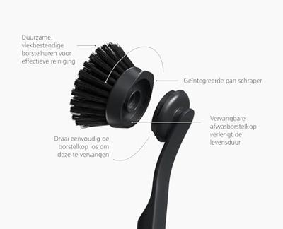 Joseph Joseph SkinTech Afwasborstel + Vervangbare Borstelkop Antraciet